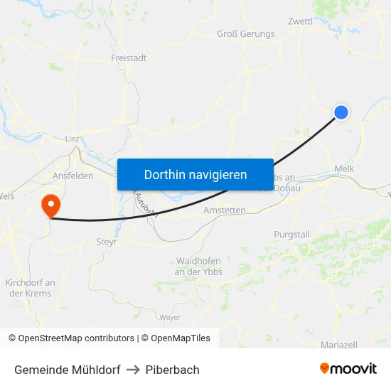 Gemeinde Mühldorf to Piberbach map