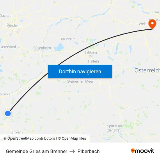 Gemeinde Gries am Brenner to Piberbach map