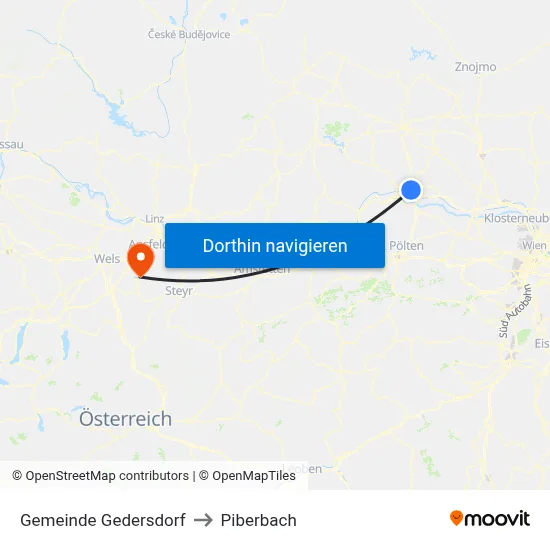 Gemeinde Gedersdorf to Piberbach map