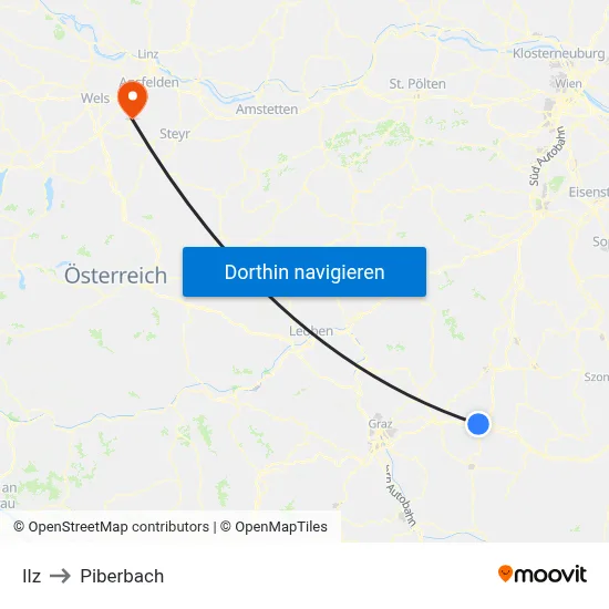 Ilz to Piberbach map
