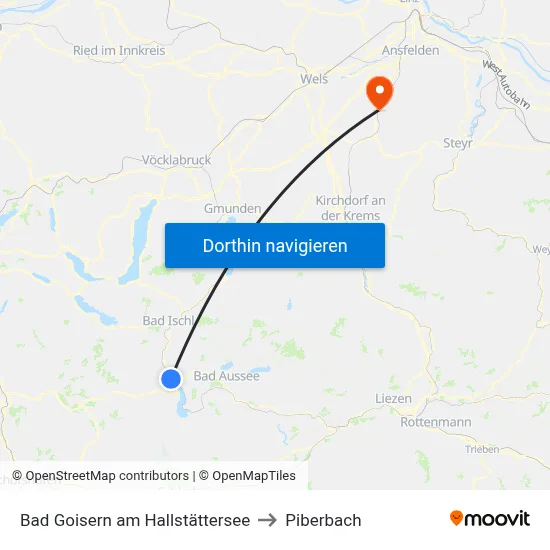 Bad Goisern am Hallstättersee to Piberbach map