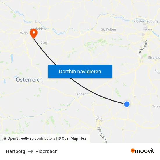 Hartberg to Piberbach map