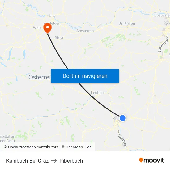 Kainbach Bei Graz to Piberbach map