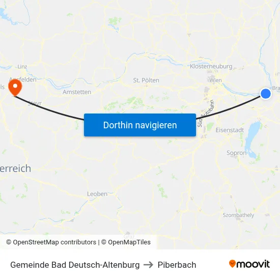Gemeinde Bad Deutsch-Altenburg to Piberbach map