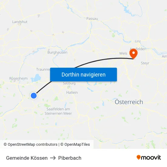 Gemeinde Kössen to Piberbach map