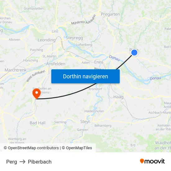 Perg to Piberbach map