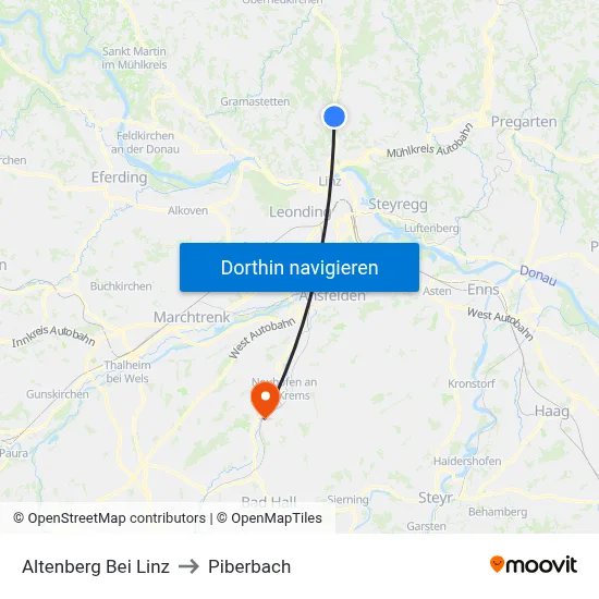 Altenberg Bei Linz to Piberbach map