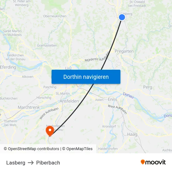 Lasberg to Piberbach map