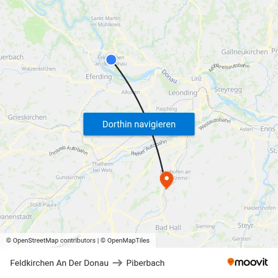 Feldkirchen An Der Donau to Piberbach map