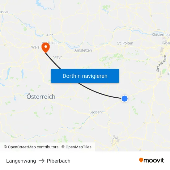 Langenwang to Piberbach map