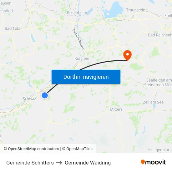 Gemeinde Schlitters to Gemeinde Waidring map