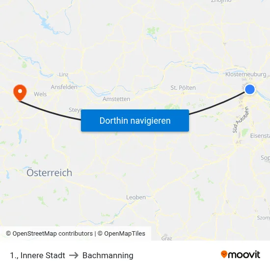 1., Innere Stadt to Bachmanning map