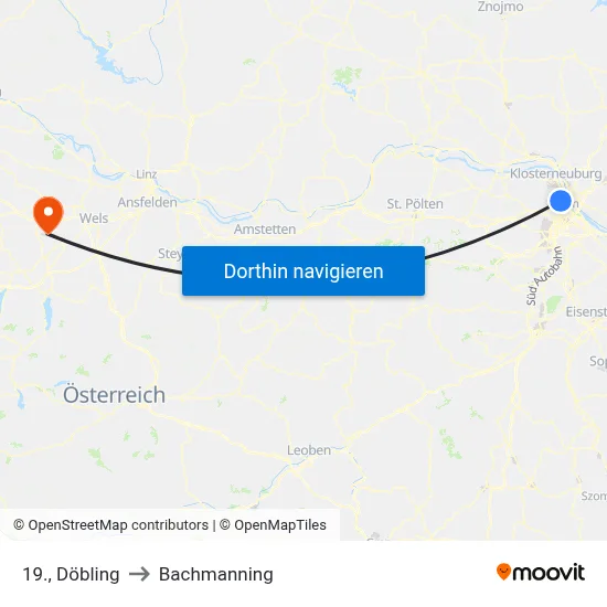 19., Döbling to Bachmanning map