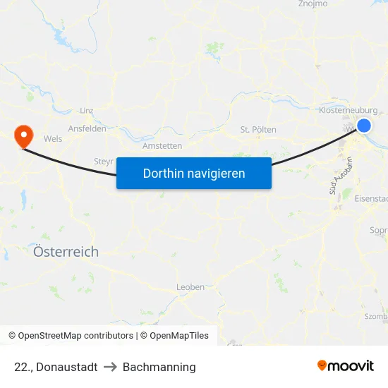 22., Donaustadt to Bachmanning map
