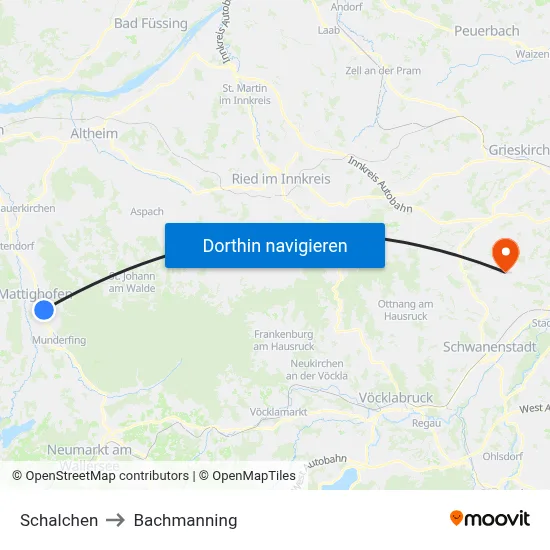 Schalchen to Bachmanning map