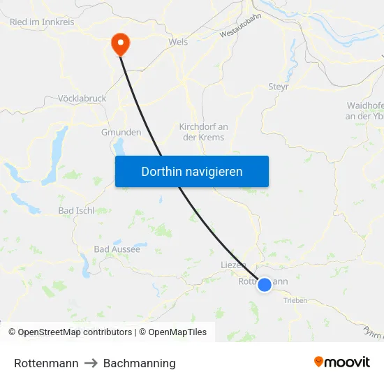 Rottenmann to Bachmanning map
