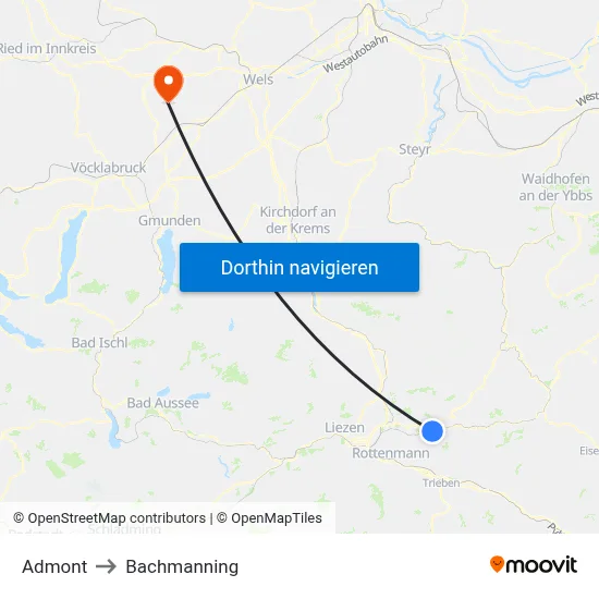 Admont to Bachmanning map