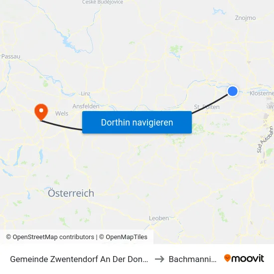 Gemeinde Zwentendorf An Der Donau to Bachmanning map