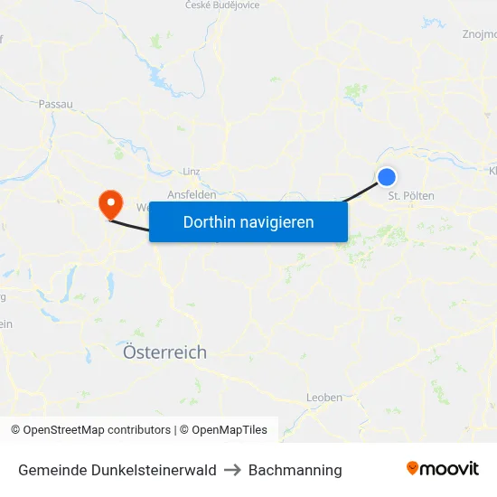 Gemeinde Dunkelsteinerwald to Bachmanning map