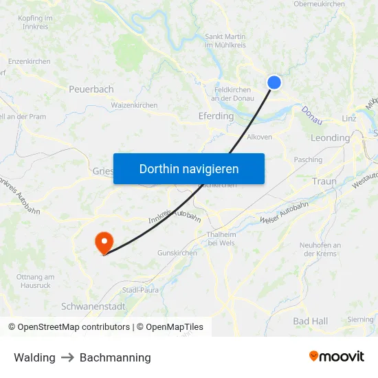 Walding to Bachmanning map