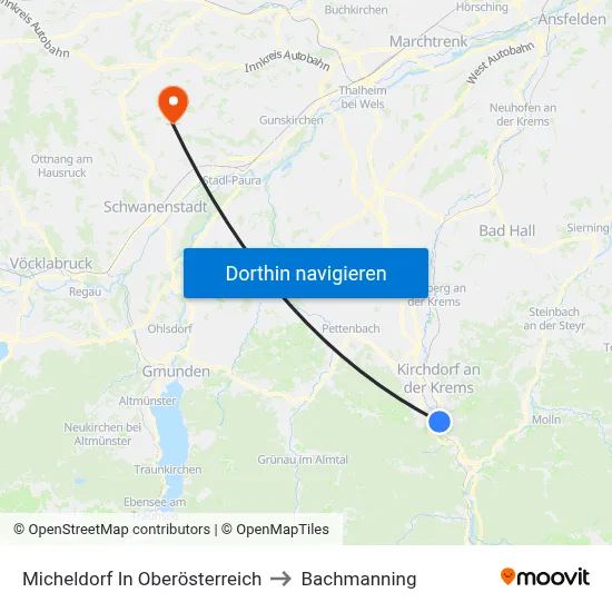 Micheldorf In Oberösterreich to Bachmanning map