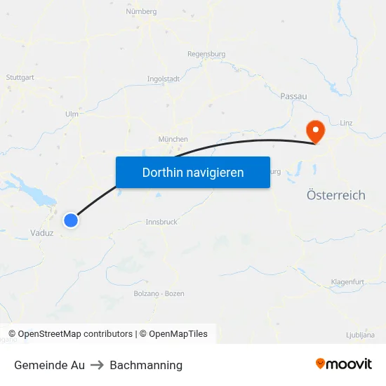 Gemeinde Au to Bachmanning map