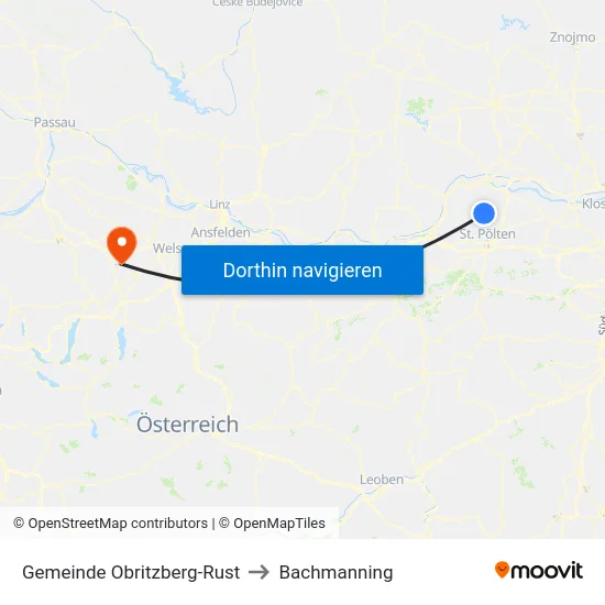Gemeinde Obritzberg-Rust to Bachmanning map