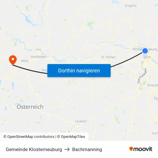 Gemeinde Klosterneuburg to Bachmanning map