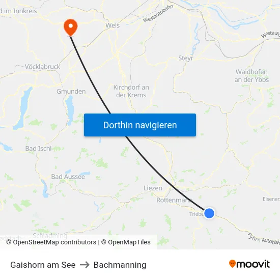 Gaishorn am See to Bachmanning map