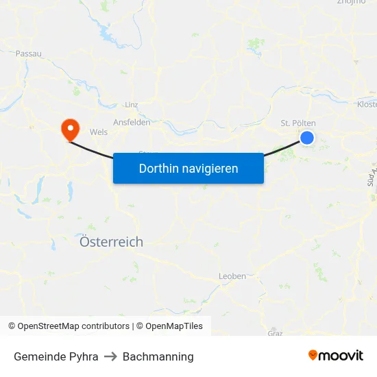 Gemeinde Pyhra to Bachmanning map