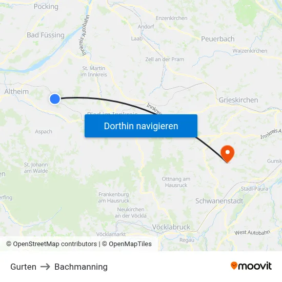 Gurten to Bachmanning map