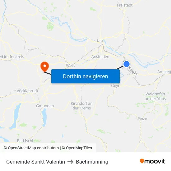 Gemeinde Sankt Valentin to Bachmanning map