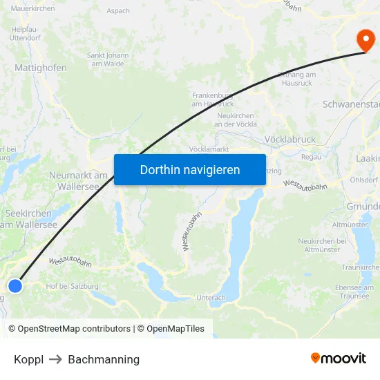Koppl to Bachmanning map