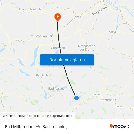 Bad Mitterndorf to Bachmanning map