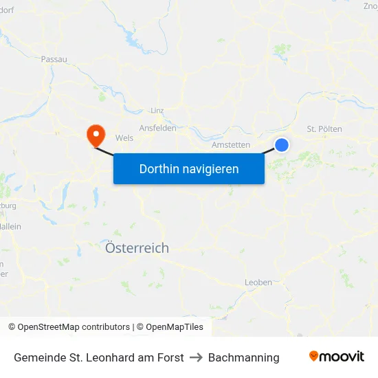 Gemeinde St. Leonhard am Forst to Bachmanning map