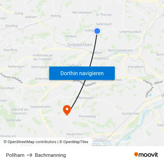 Pollham to Bachmanning map