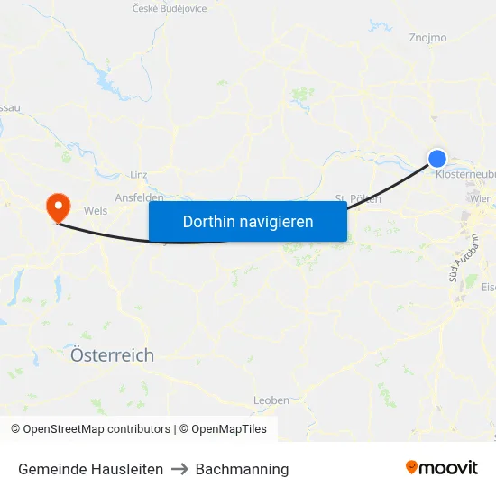 Gemeinde Hausleiten to Bachmanning map