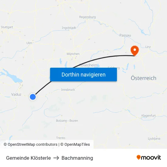 Gemeinde Klösterle to Bachmanning map