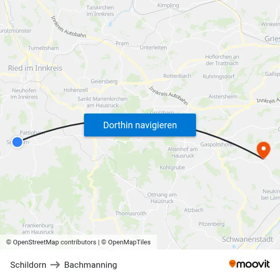 Schildorn to Bachmanning map