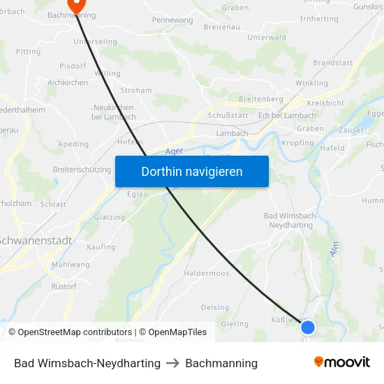 Bad Wimsbach-Neydharting to Bachmanning map