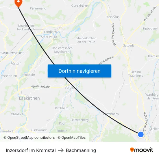 Inzersdorf Im Kremstal to Bachmanning map