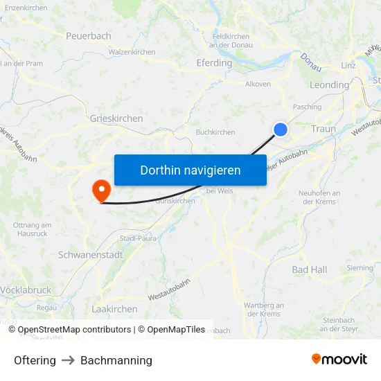 Oftering to Bachmanning map