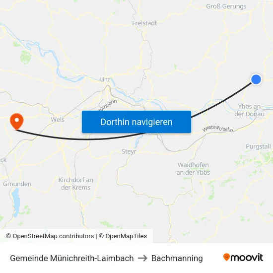 Gemeinde Münichreith-Laimbach to Bachmanning map