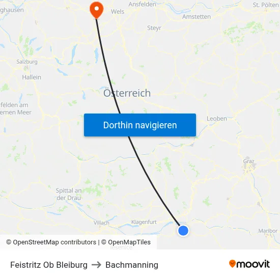 Feistritz Ob Bleiburg to Bachmanning map