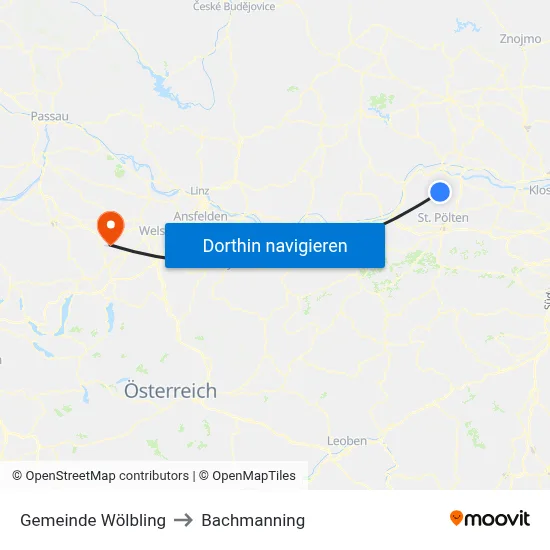 Gemeinde Wölbling to Bachmanning map