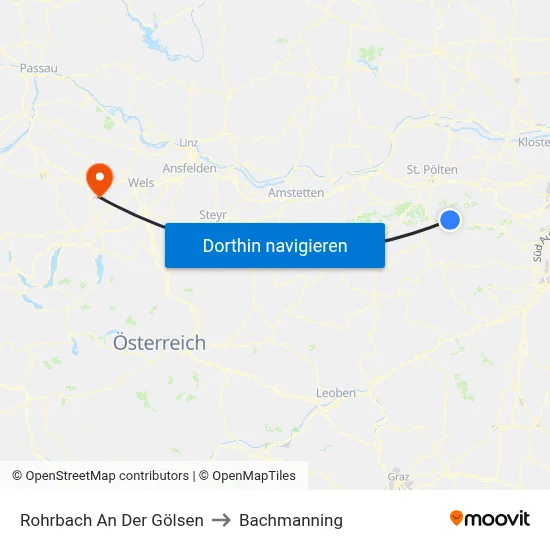 Rohrbach An Der Gölsen to Bachmanning map