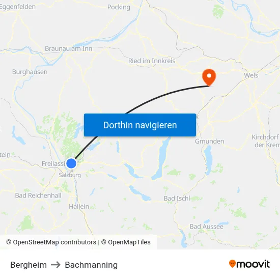 Bergheim to Bachmanning map