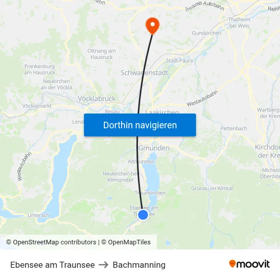 Ebensee am Traunsee to Bachmanning map