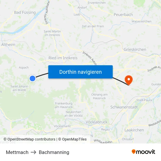 Mettmach to Bachmanning map