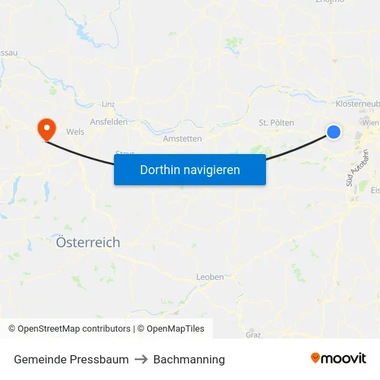 Gemeinde Pressbaum to Bachmanning map